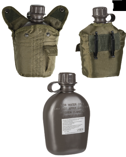 Load image into Gallery viewer, Borraccia US style in plastica con fodero cordura VERDE OLIVA 
