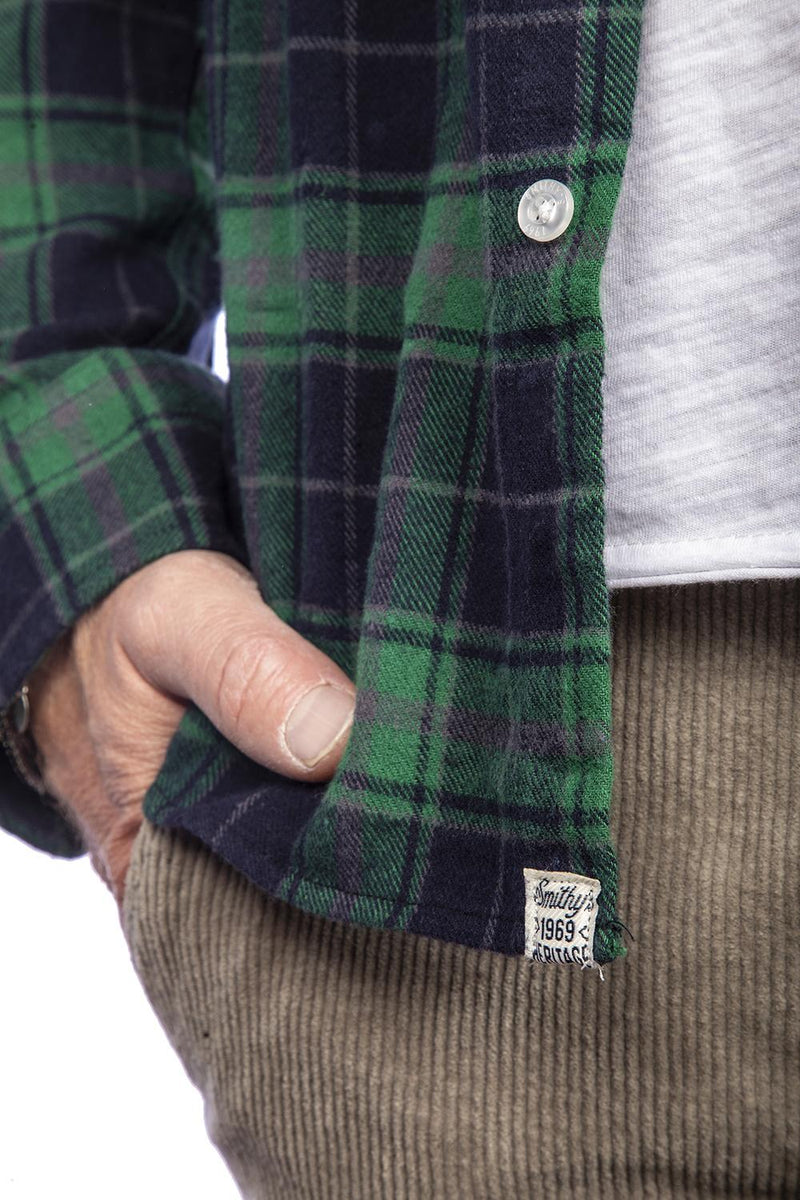 Carica immagine in Galleria Viewer, Smithy's camicia uomo flanellata a quadri Senape\Blu 
