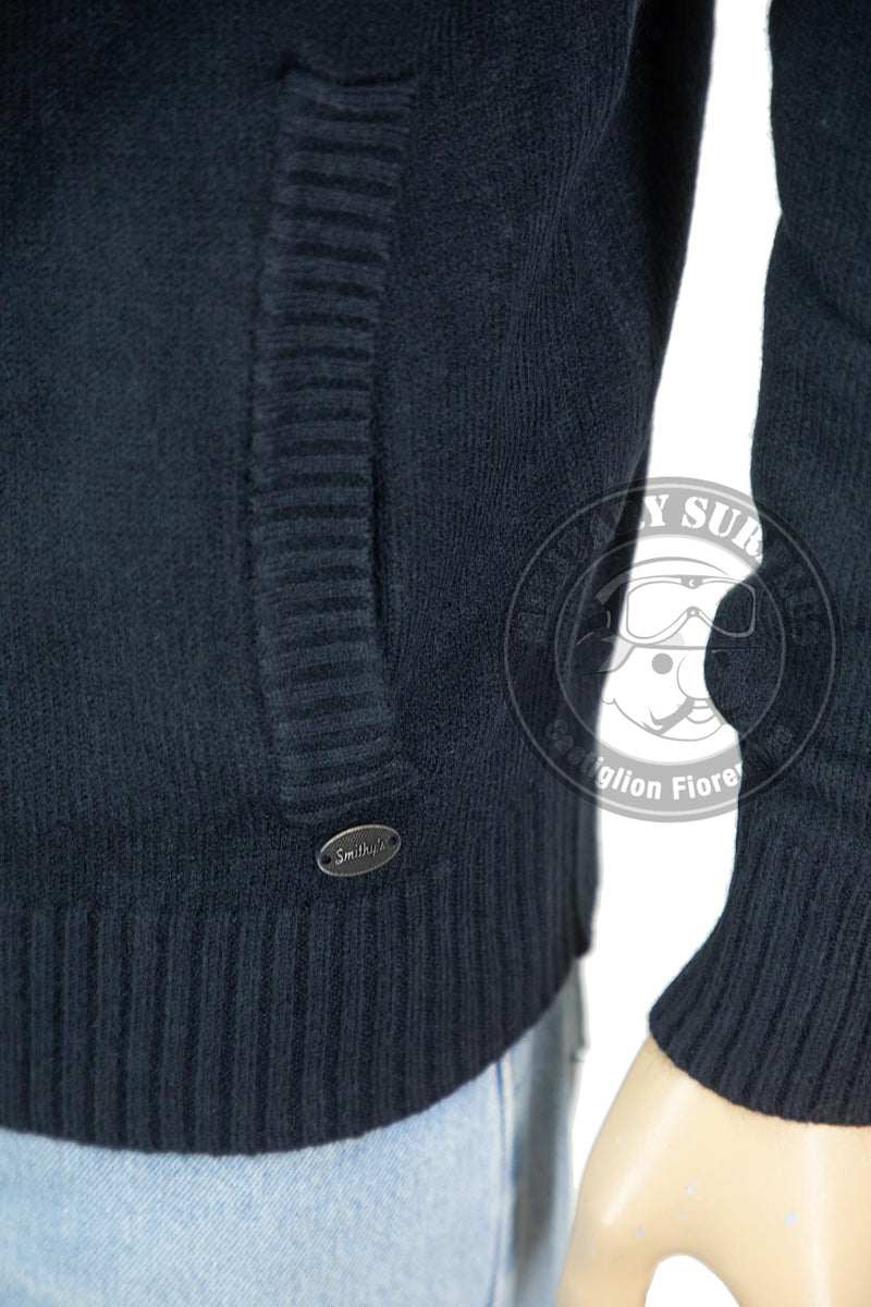 Load image into Gallery viewer, Smithy's maglia cardigan uomo con bottoni e zip Blu Navy 
