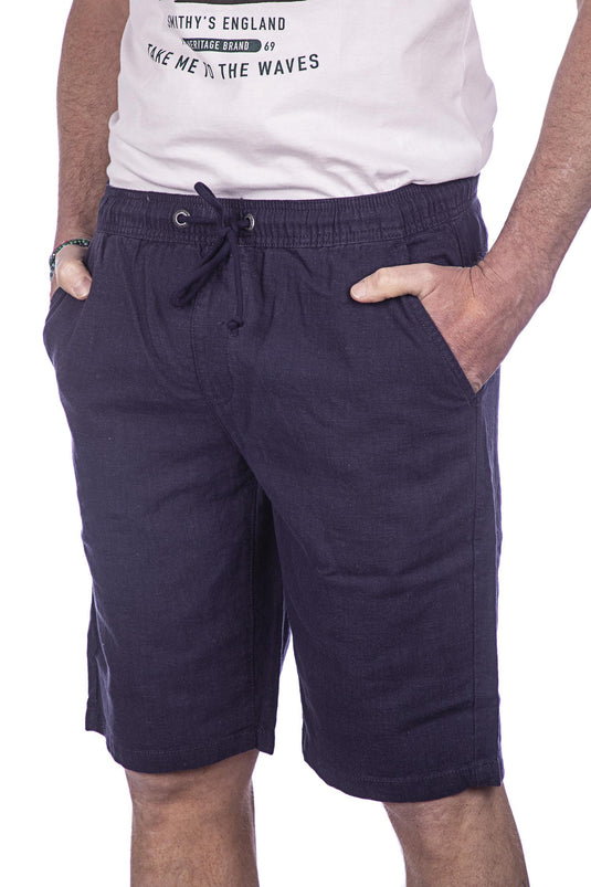 Bermuda uomo Smithy's in fresco lino con elastico Blue Navy 