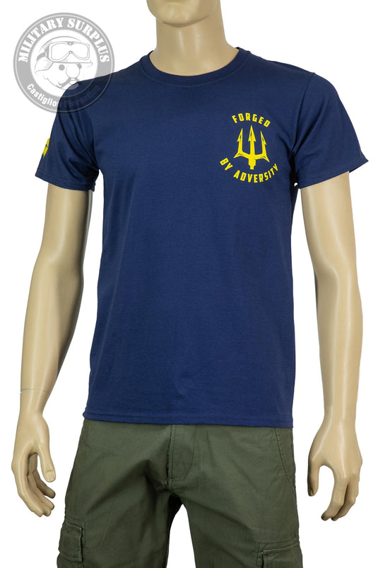 T-shirt military style stampata fronte retro FORGED BY ADVERSITY BLUE<BR/><BR/> 
