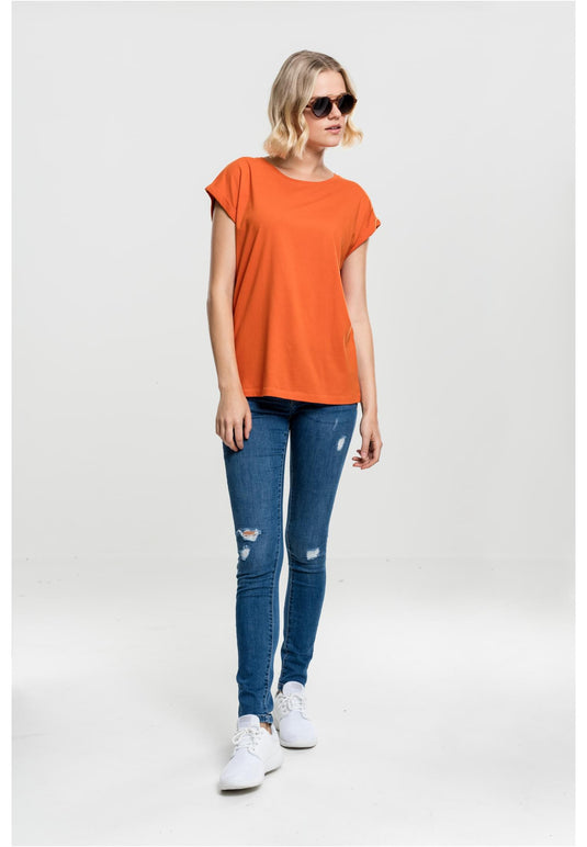 maglietta a spalla estesa da donna Arancio 