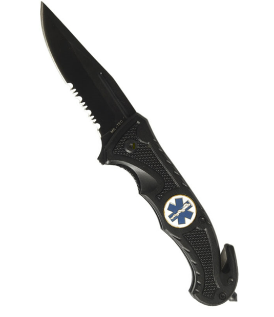 ONE HAND SELF OPENING Rescue knife esculapio Nero<BR/> 