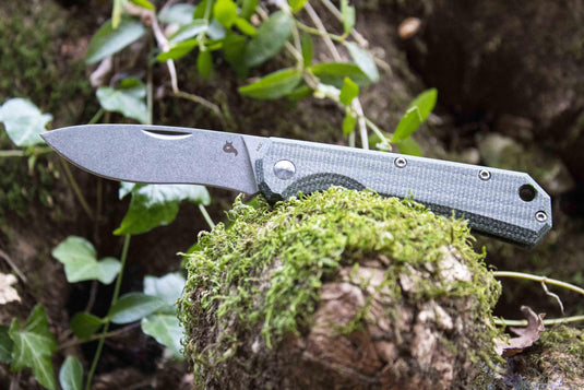 black fox ciol folding knife 440c stonewashed blade od green canvas micarta handle 