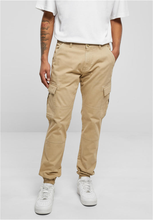 Cargo washed jogging twill pants Beige 