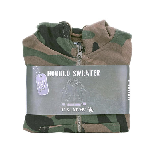 felpa giacca bambino con cappuccio e zip mimetico woodland 