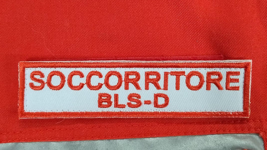 qualifica ricamata croce rossa rosso su bianco SOCCORRITORE bls-D 