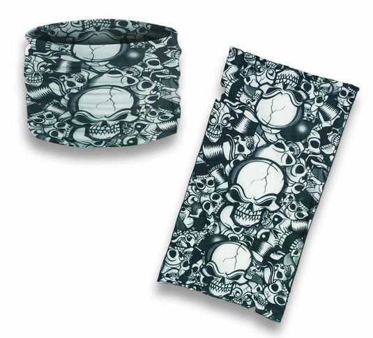 Fascia paracollo biker leggero elasticizzato  teschi e pistoni 