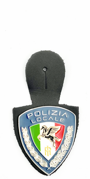 Carica immagine in Galleria Viewer, pendiff POLIZIA LOCALE in pelle con fregio 035PL 
