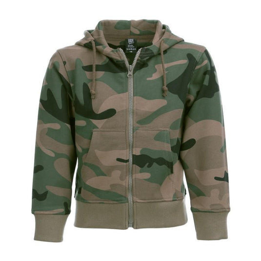 felpa giacca bambino con cappuccio e zip mimetico woodland 