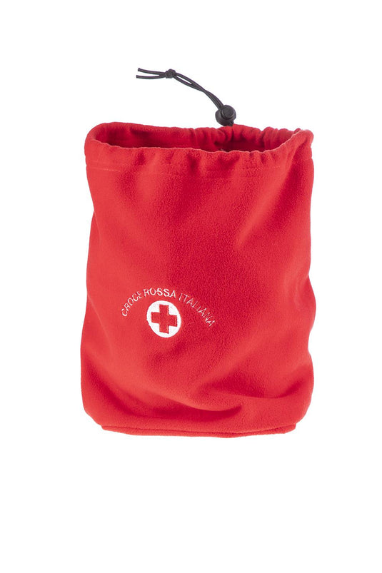 SCALDACOLLO ROSSO IN PILE CON LACCIO CROCE ROSSA ITALIANA 