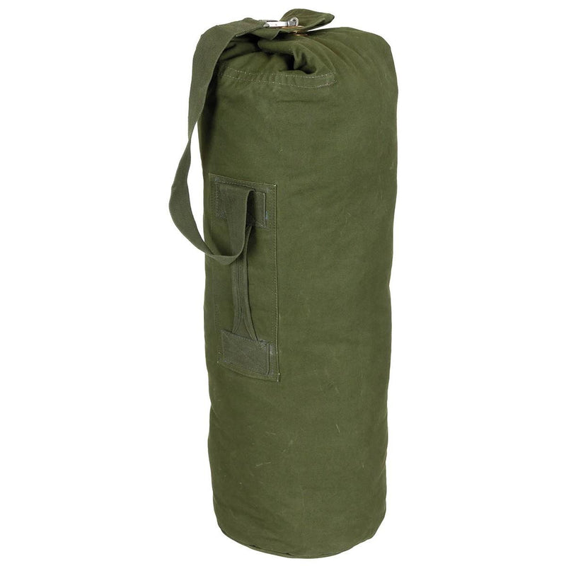 Load image into Gallery viewer, Borsone da trasporto usato militare inglese con tracolla verde oliva 
