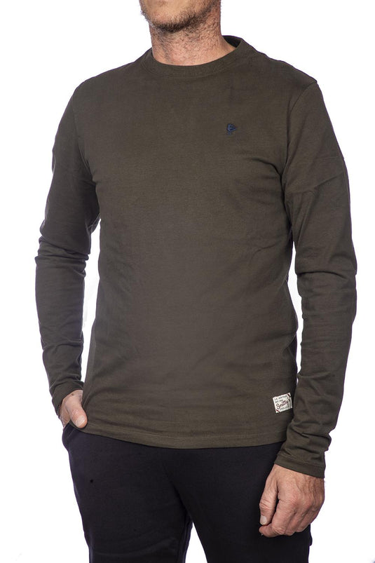 Smithy's t-shirt uomo 100% cotone manica lunga  Verde militare 