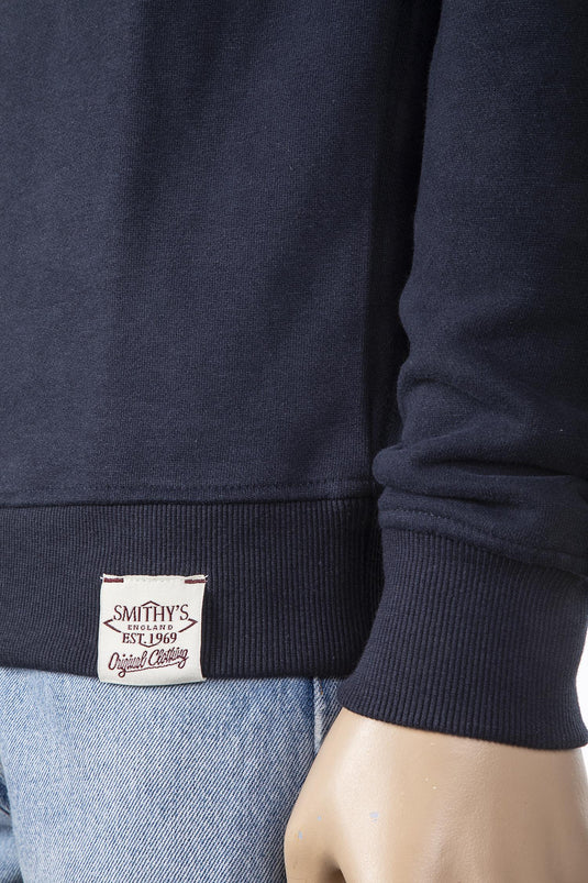 Smithy's felpa uomo cappuccio e zip navy blu 