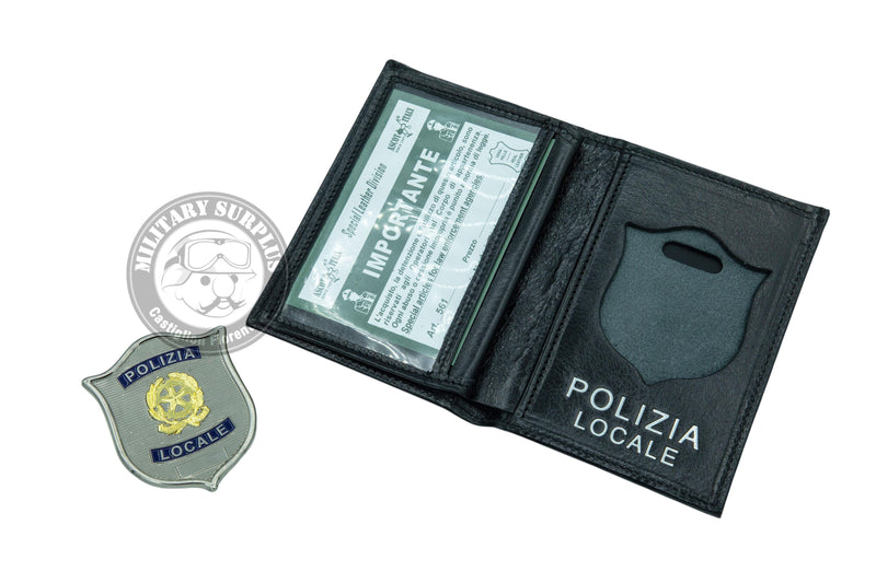 Carica immagine in Galleria Viewer, Portafoglio in pelle con alloggio placca a scudo modello AS45 POLIZIA LOCALE 
