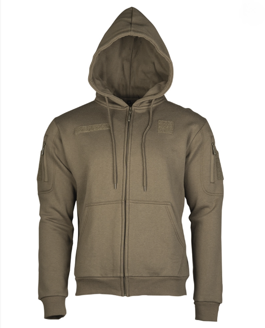 Felpa tattica zip lunga con cappuccio e velcro Ranger Green 