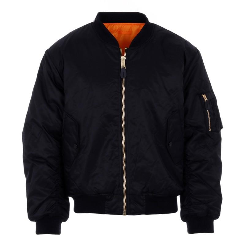 Carica immagine in Galleria Viewer, giacca bomber ma1 NERO in nylon con interno arancione 
