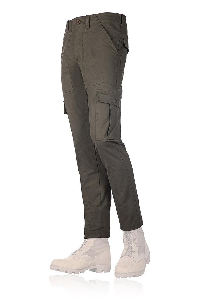 Load image into Gallery viewer, PantalonI cargo stretch VESTIBILITA' SLIM FIT VERDE MILITARE 
