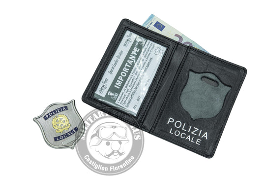 Portafoglio in pelle con alloggio per placca 