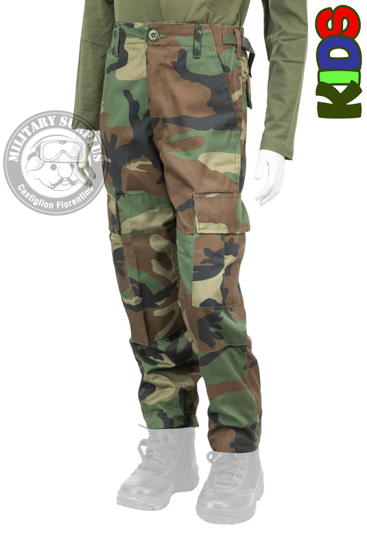 KIDS US BDU WOODLAND pantaloni bimbo camouflage 