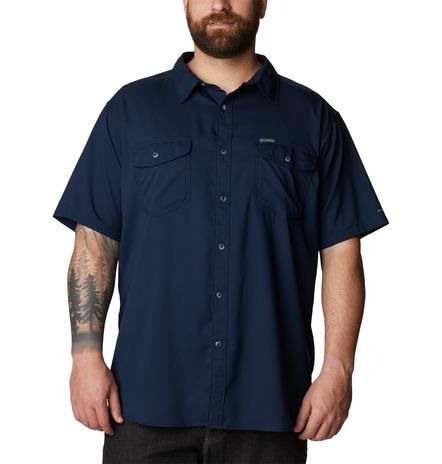Camicia a maniche corte in tinta unita Utilizer™ II da uomo- Taglia Forte blu navy<BR/> 