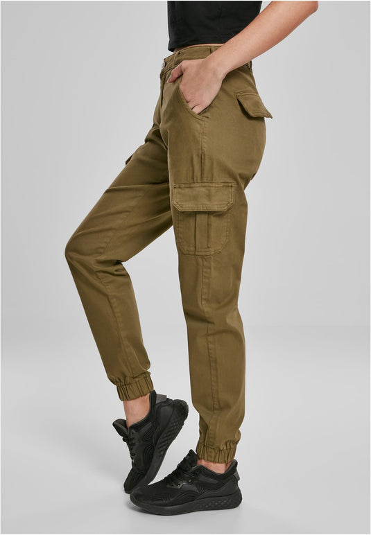 Pantaloni cargo da donna a vita alta VERDE 