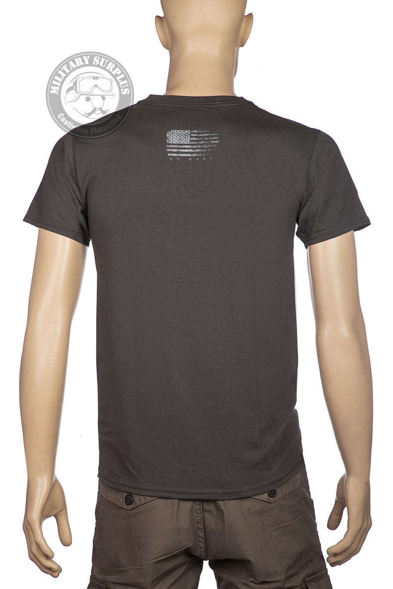 Load image into Gallery viewer, T-shirt stampata fronte retro BRAVO TEAM USA FLAG GRIGIO ANTRACITE<BR/><BR/> 
