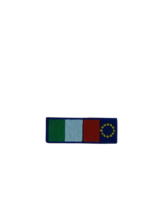 Patch ricamata bandiera italia+europa 7x2.5 con velcro 