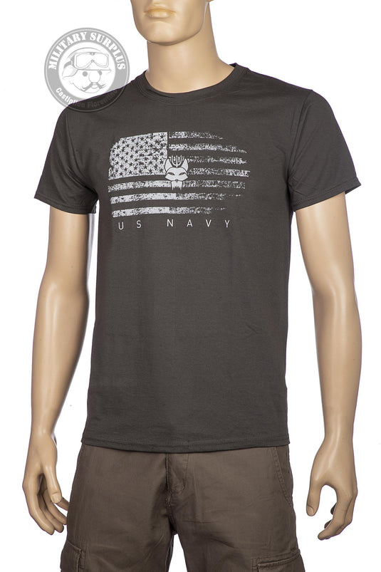 T-shirt stampata fronte retro BRAVO TEAM USA FLAG GRIGIO ANTRACITE<BR/><BR/> 