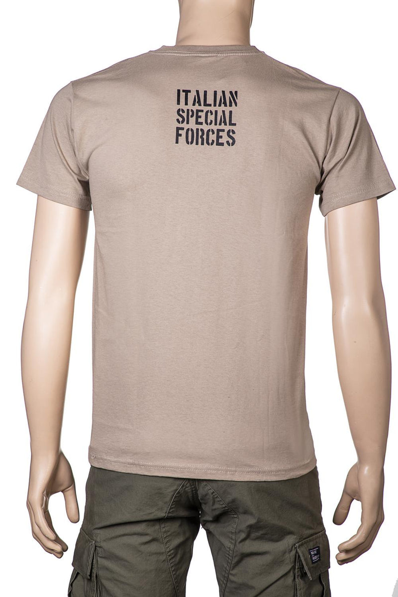 Carica immagine in Galleria Viewer, T-shirt military style stampata fronte retro ITALIAN SPECIAL FORCES TAN<BR/><BR/> 
