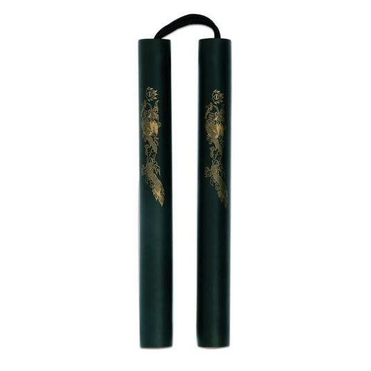 nunchaku da allenamento gomma morbida nera con corda 