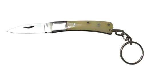 coltello tipo pattada manico osso con portachiavi lama cm. 5 