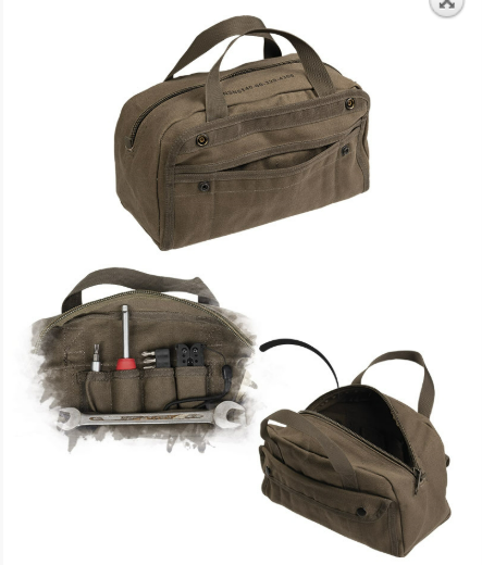 Carica immagine in Galleria Viewer, MECHANIC TOOL BAG <BR/>borsa in canapa portaattrezzi da meccanico verde oliva 
