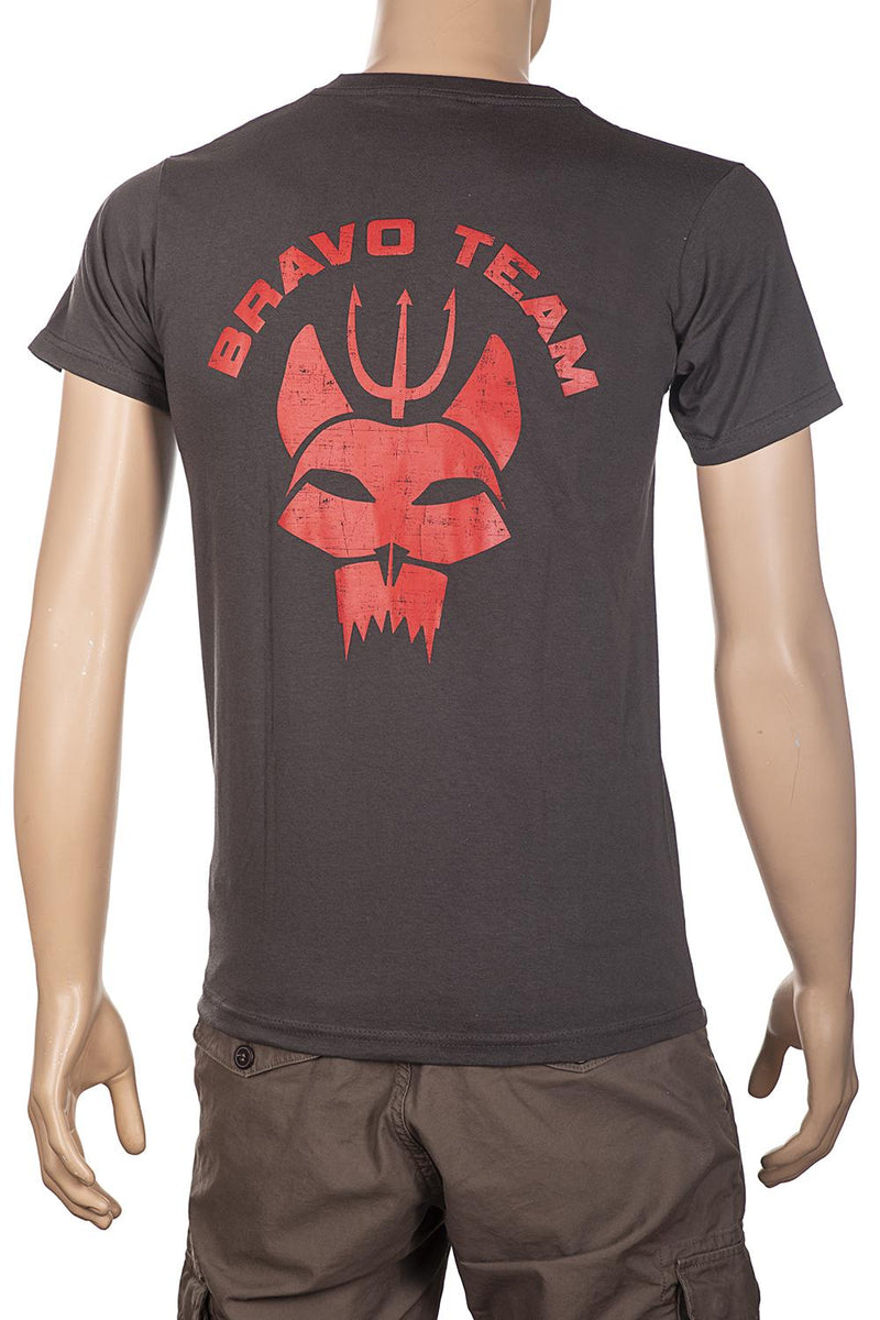 Carica immagine in Galleria Viewer, T-shirt stampata fronte retro BRAVO TEAM GRIGIO 
