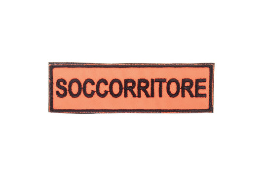 qualifica ricamata per PUBBLICHE ASSISTENZE SOCCORRITORE colore rosso hv scritte blu notte 