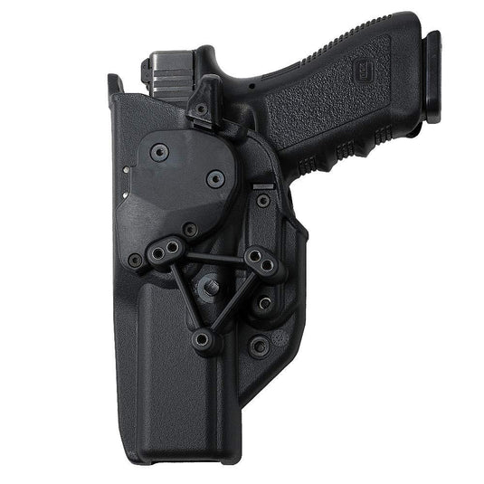 fondina radar hawk solo corpo, sistema di ritensione t-lep no laccino per glock 17 gen4 colore nero 