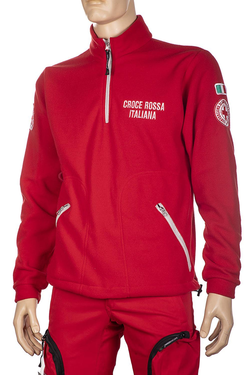 Load image into Gallery viewer, MAGLIA IN PILE UNISEX MEZZA ZIP CROCE ROSSA ITALIANA 
