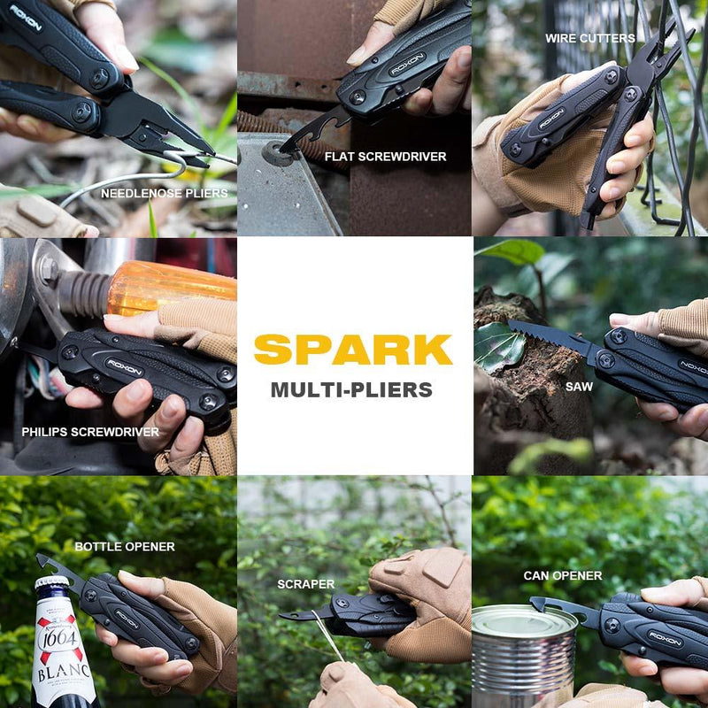 Load image into Gallery viewer, sparkle pinza multiuso 14 funzioni nera + fodero 
