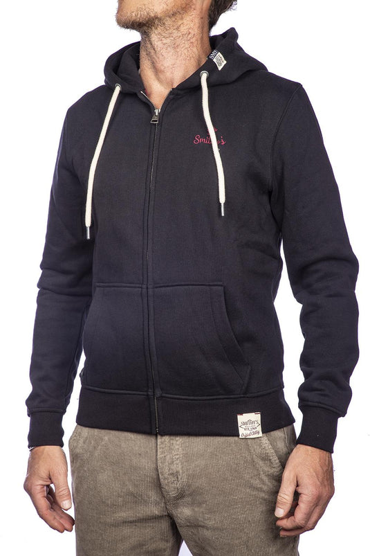 Smithy's felpa uomo cappuccio e zip Nero 