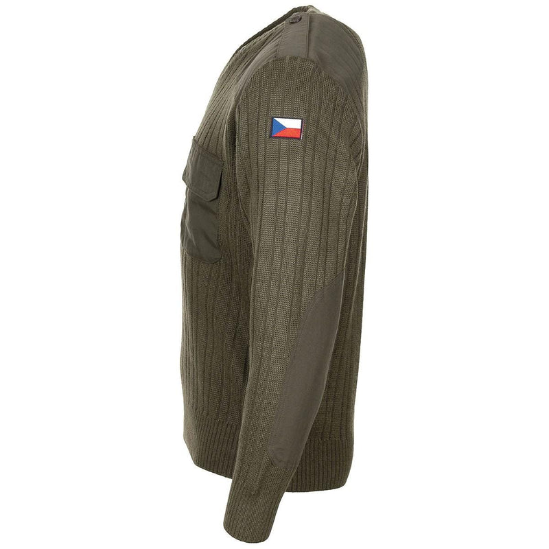 Carica immagine in Galleria Viewer, maglione in lana scollo v originale esercito nuovo verde oliva 
