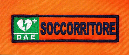 DAE qualifica ricamata ANPAS arancione scritte blu notte SOCCORRITORE 