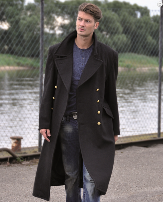 Cappotto doppio petto in panno marina blu 
