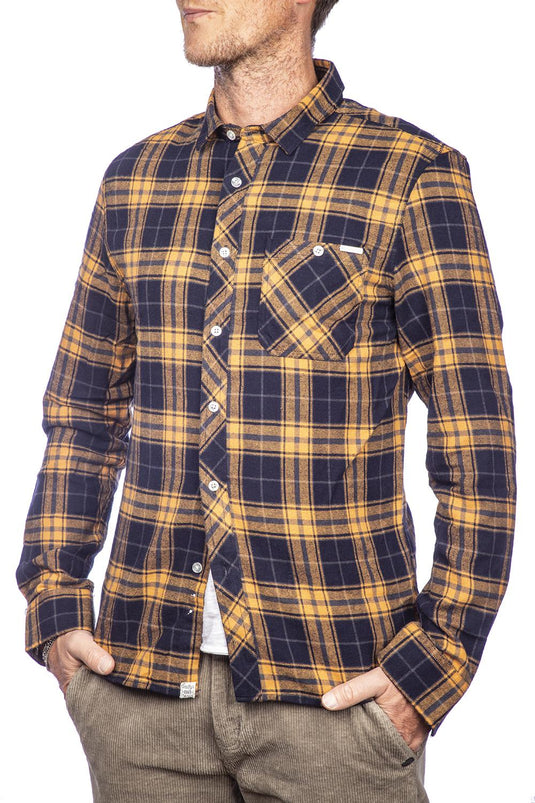 Smithy's camicia uomo flanellata a quadri Senape\Blu 