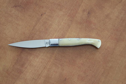 pieghevole pattada manico corno bianco lama cm 9 