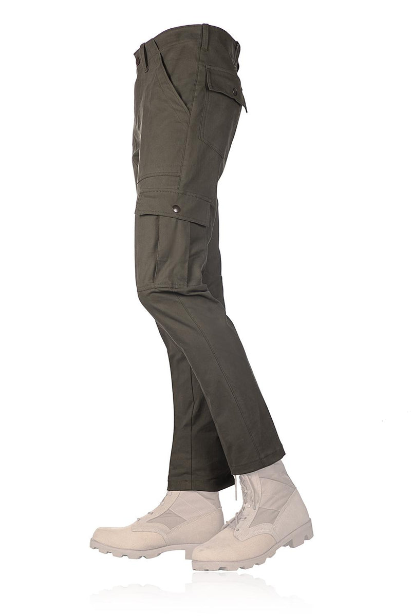 Load image into Gallery viewer, PantalonI cargo stretch VESTIBILITA' SLIM FIT VERDE MILITARE 
