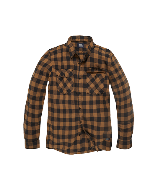 Harley shirt camicia uomo in cotone flanellato leggero a scacchi senape/nero 