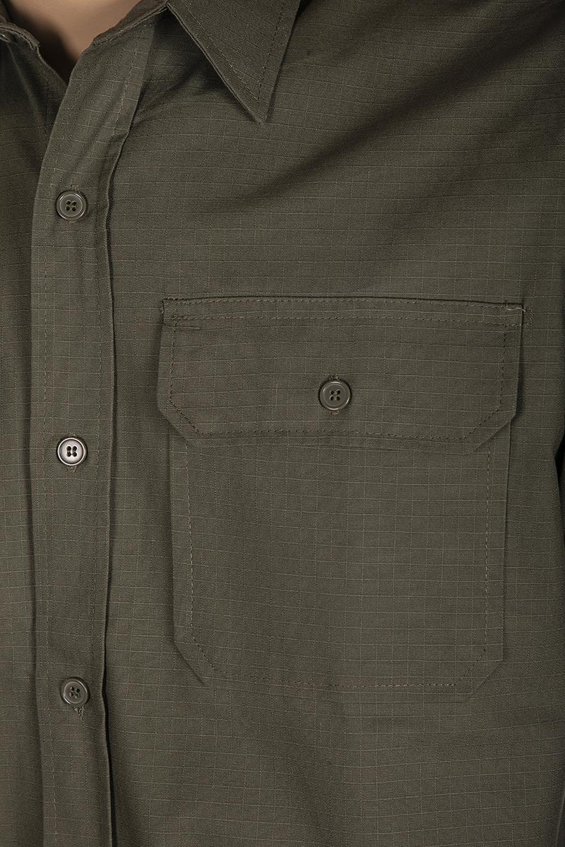 Carica immagine in Galleria Viewer, Camicia militare uomo rip-stop VERDE OLIVA 
