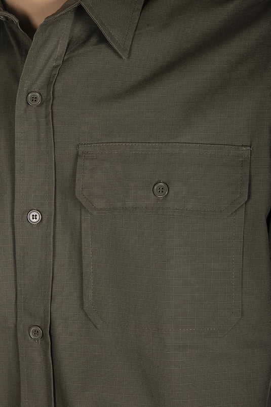 Camicia militare uomo rip-stop VERDE OLIVA 