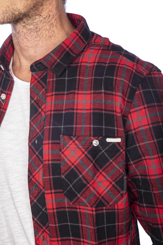 Smithy's camicia uomo flanellata a quadri Rosso\Nero 