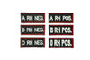 GRADI Embroidery blood type with Velcro cm 6x2.5 BLACK BASE RED BORDER